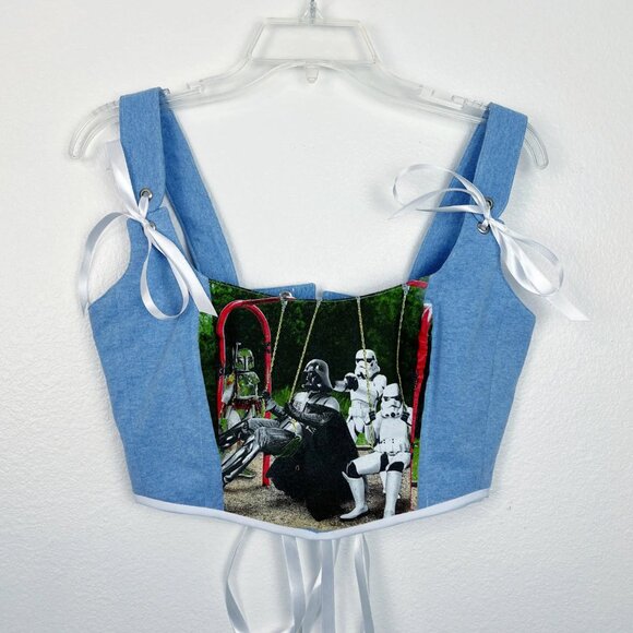 Hand Crafted Star Wars Darth Vader Swinging Corset Top with Stormtroopers - Picture 1 of 5